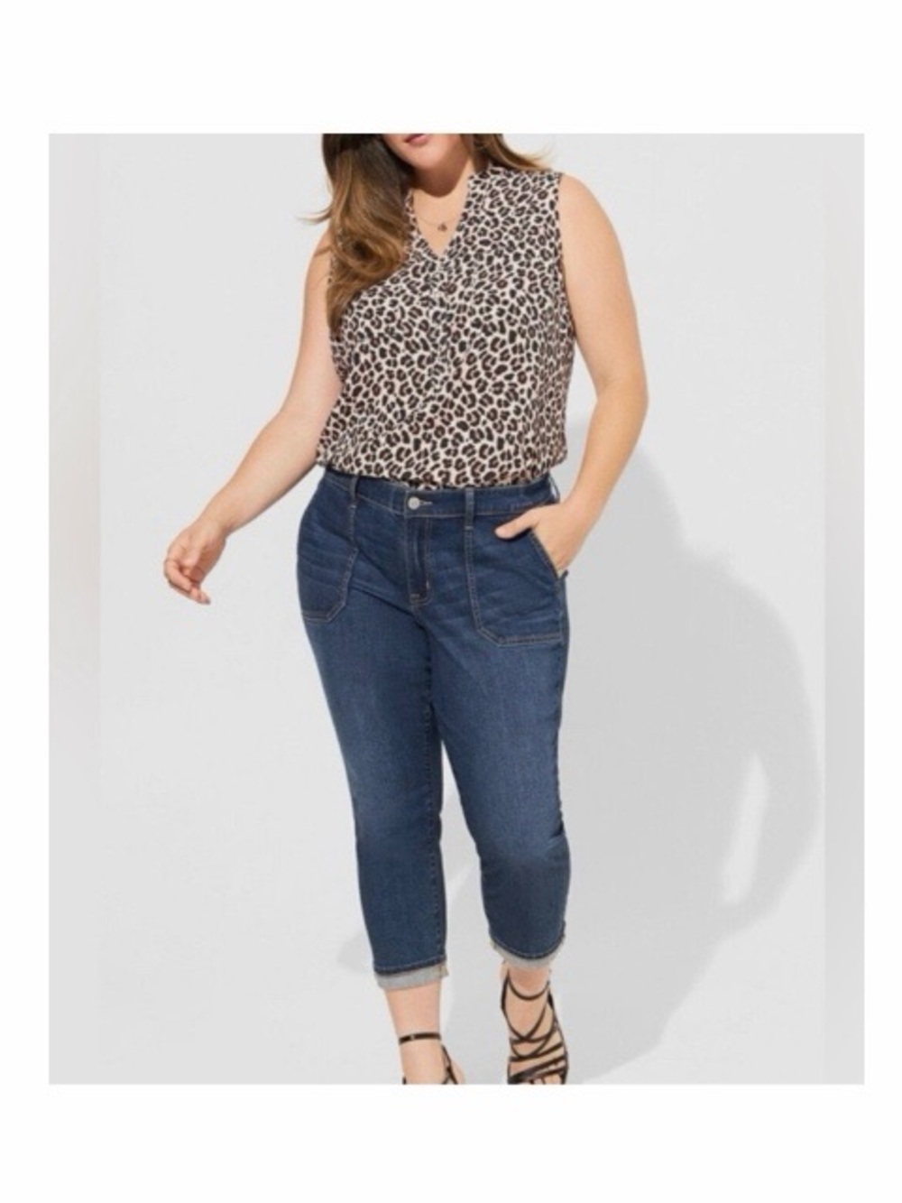 Torrid Harper Animal Leopard Print Sleeveless Hi-Low Blouse - Picture 7 of 9